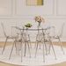 Table And Chair Set.39.7-inch Diameter Circular Dining Table: Transparent Glass Paired With Silver Table Legs,with 6 Transparent Dining Chairs: A Stylish Combination That Showcases Elegant Style._maomaolike.com