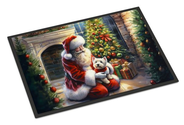 Westie And Santa Claus Doormat Front Door Mat Indoor Outdoor Rugs For Entryway, Non Slip Washable Low Pile, 24H X 36W_maomaolike.com