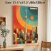 Toronto Cityscape Painting Poster, Retro Vibrant Color-blocked Urban Skyline Poster, Stylish Urban Wall Decor Suitable For Living Room, Office_maomaolike.com