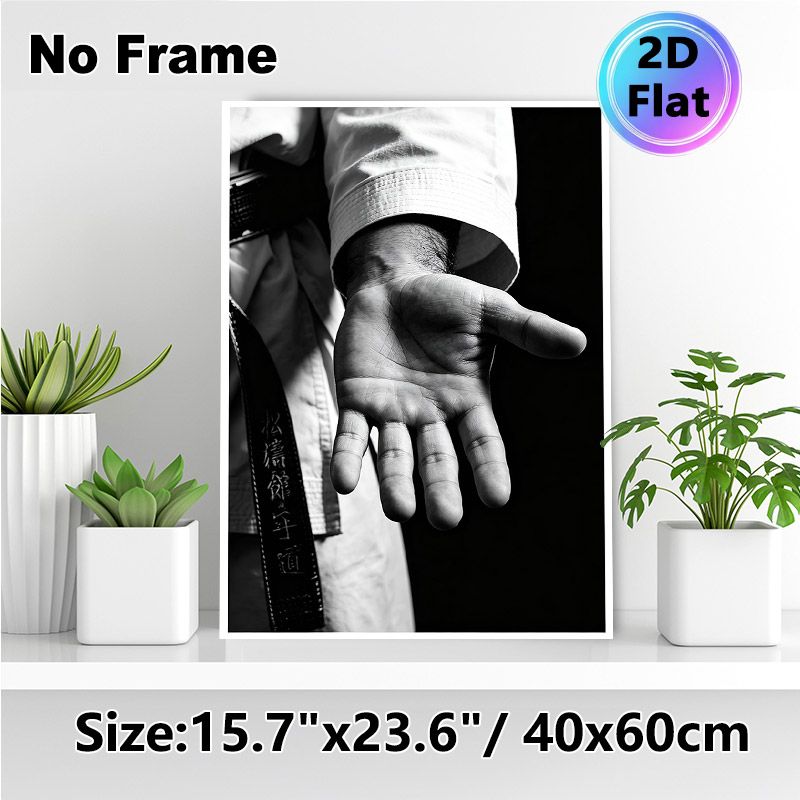 Karate Themed Painting Poster, Monochrome Close-up Of Karate Practitioner's Palm Poster, Captures Martial Arts Discipline, Ideal For Home Gym And_maomaolike.com