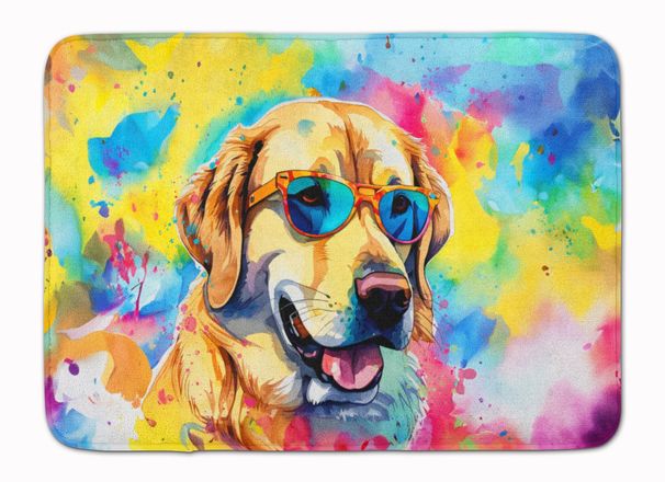 Yellow Labrador Hippie Dawg Memory Foam Kitchen Mat Machine Washable Anti-Fatigue Mat Cushion Comfort Bath Mat Or Kitchen Rug_maomaolike.com