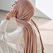 Unisex Muslim solid color Modal roll border mercerized cotton long turban covering scarf_maomaolike.com