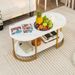 Marble Coffee Table With Open Storage Shelf_maomaolike.com