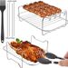 Home Furniture Stainless Steel Double Layer Steamer Rack Air Fryer Accessories Rectangular Grill_maomaolike.com