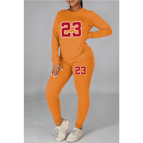 Women's Clothing Large size fat woman autumn and winter women's clothing printed personality casual two piece suit_maomaolike.com