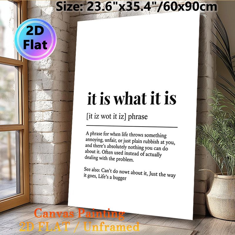 It Is What It Is Themed Painting Poster, Minimalist Typographic Text Poster, Witty Relatable Definition Design, Ideal For Home Office, Living Room_maomaolike.com