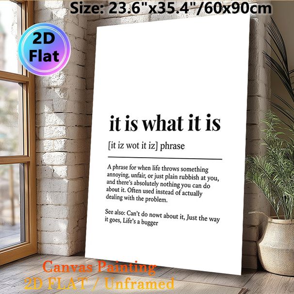 It Is What It Is Themed Painting Poster, Minimalist Typographic Text Poster, Witty Relatable Definition Design, Ideal For Home Office, Living Room_maomaolike.com