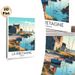 Brittany France Coastal Village Painting Poster, Warm-toned Stylized Illustration Poster, Serene Harbor Scene With Boats & Stone Cottages, Peaceful_maomaolike.com