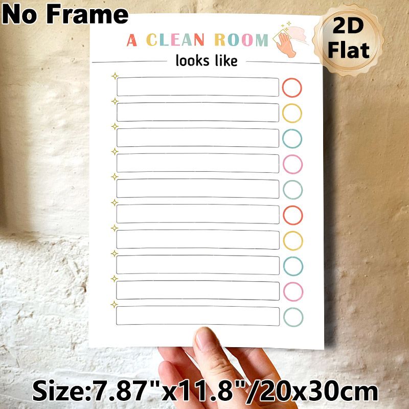 Clean Room Checklist Painting Poster, Pastel-toned Cleaning-themed Poster, Practical To Define Tidy Room Standards, Ideal For Bedroom And Living Room_maomaolike.com