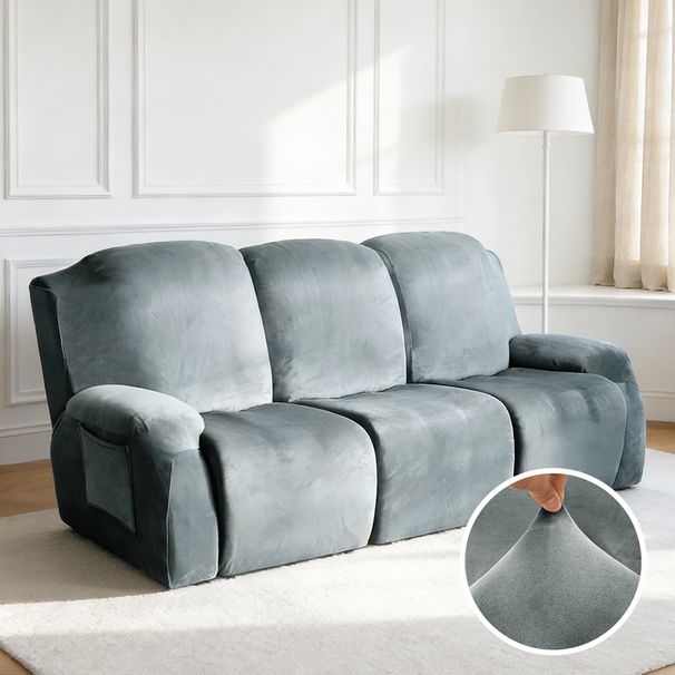 Cross-border Wholesale In-stock Solid Color Stretchy Silver Fox Velvet Sofa Cover, Full-cover Thickened Chivas Recliner Cover_maomaolike.com