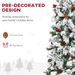 9 Foot Pencil Snow Flocked Artificial Christmas Tree With Pine Realistic Branches, Pine Cones, Red Berries, Auto Open, Green_maomaolike.com