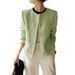 Women's Clothing Wool tweed autumn short candy green tops _maomaolike.com