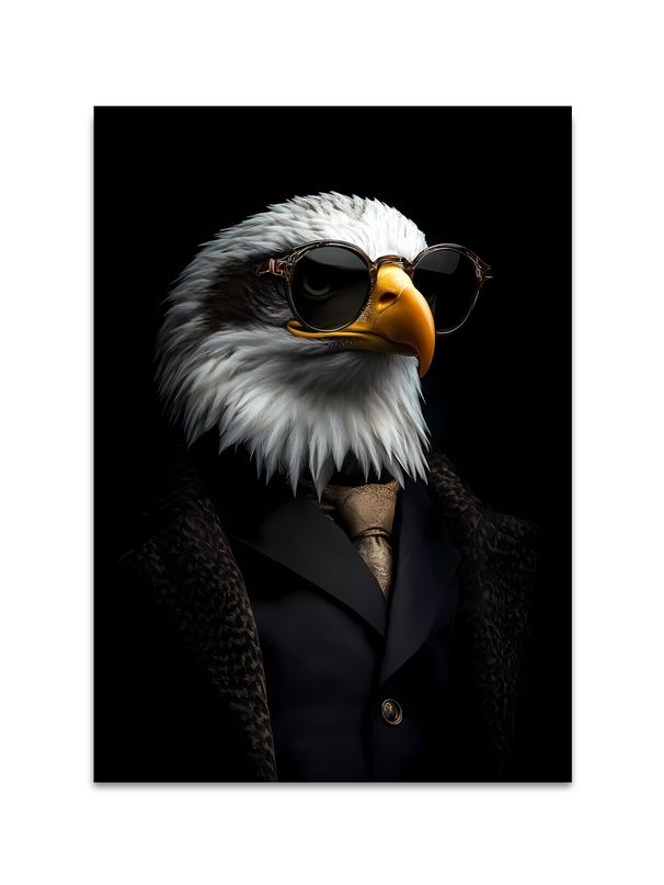 Triptych In Modern Anthropomorphic Style: Bald Eagle, Lion & Pelican – Gentleman Persona, Vintage Sunglasses, And The Majestic Aura Of Wild Kings_maomaolike.com