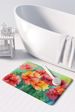 Ohio Scarlet Carnations In Watercolor Memory Foam Kitchen Mat Machine Washable Anti-Fatigue Mat Cushion Comfort Bath Mat Or Kitchen Rug_maomaolike.com