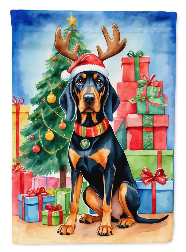 Black And Tan Coonhound Christmas Reindeer Garden Flag Mailbox Flag Decorative Yard Flag Banner Outside Patio Artwork Yard Flower Beds, Garden Size, Multicolor_maomaolike.com