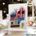 Warm Home Blessing Painting Poster, Collage-style Colorful Whimsical Houses Poster, Heartfelt Blessing Design Brings Cozy Vibes, Ideal For Home Living_maomaolike.com