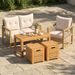 Acacia Wood Outdoor Coffee Table With Stools Set Of 3 Pieces Patio Table And Stools Set For Balcony, Patio, Porch, Garden And Other Limited Space_maomaolike.com