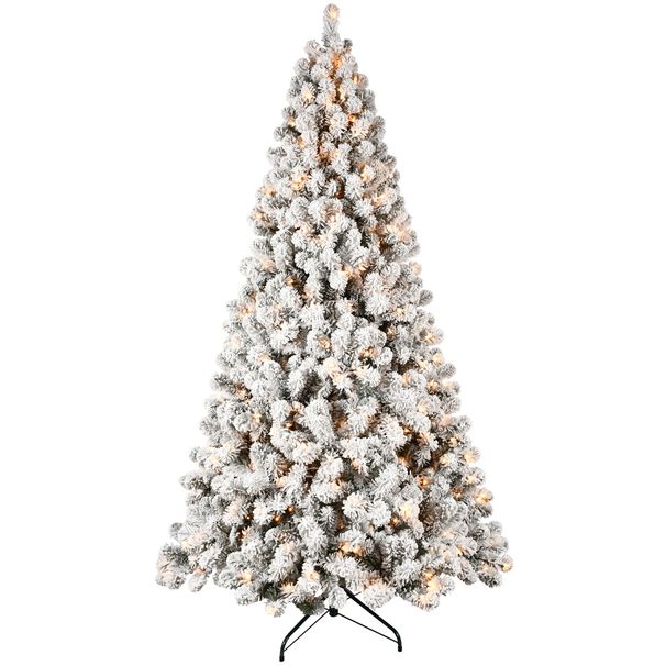 Prelit 9ft PVC Flocked Tree
(memory Wire)_maomaolike.com