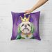 Lhasa Apso King Of Mardi Gras Throw Pillow Machine Washable, Indoor Outdoor Decorative Pillow For Couch, Bed Or Patio, 18Hx18W_maomaolike.com