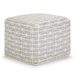 Noreen Square Pouf, Light Blue And White Accent Ottoman For Living Room_maomaolike.com