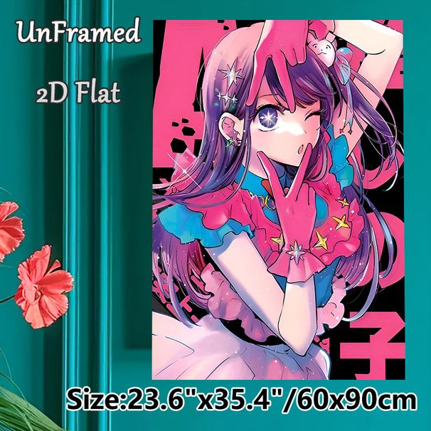 Anime Idol Girl Painting Poster, Vibrant Sparkly Kawaii Anime Style Poster, Eye-catching Decorative Artwork Ideal For Bedroom, Living Room And Anime_maomaolike.com