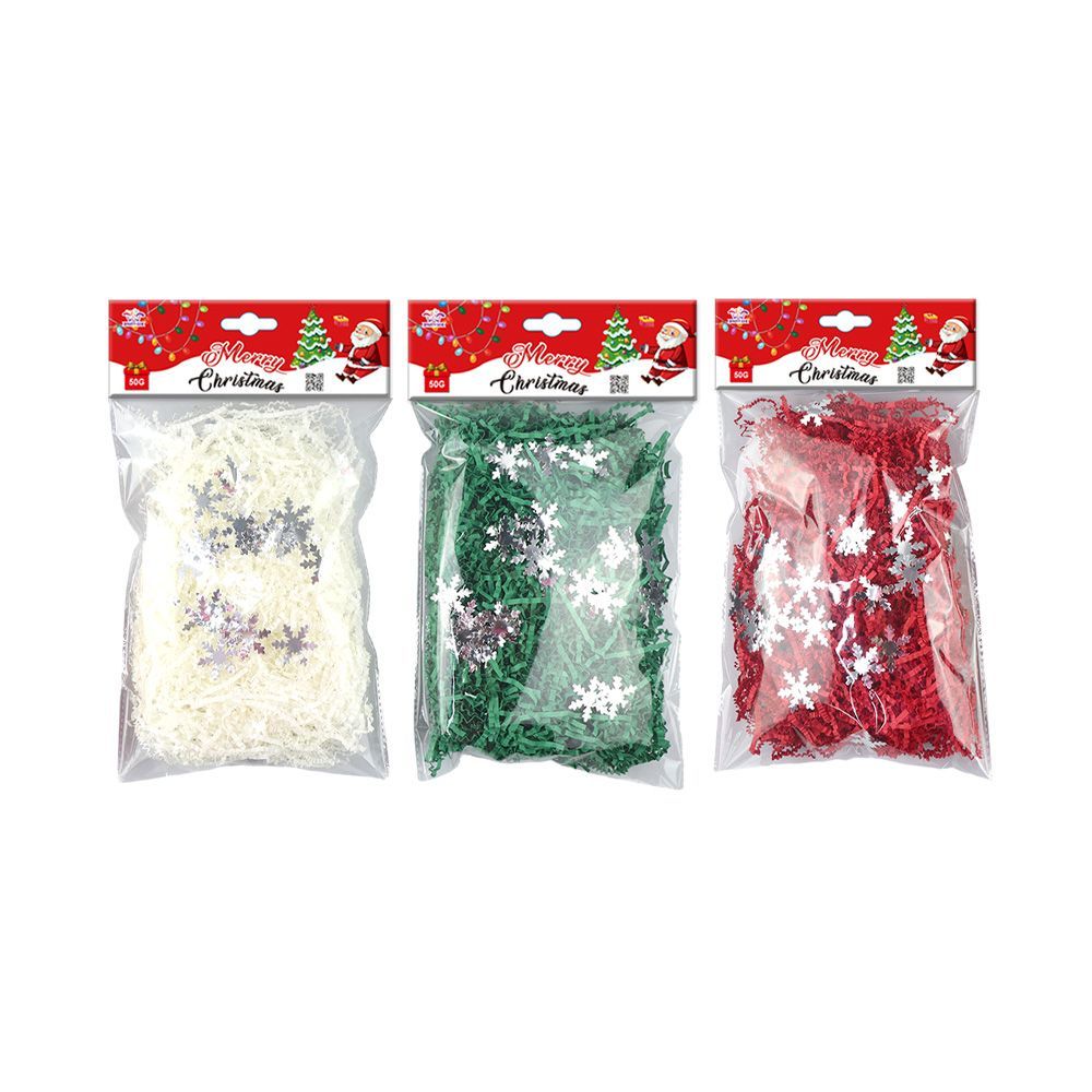 Christmas Wrinkle Paper Sequin Surface Placed Snowflake Glitter Tri-Color Mix Medium 12Package 50G_maomaolike.com