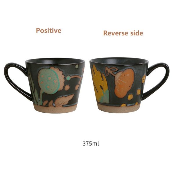 Vintage Hand-painted Mug, Coarse Pottery Breakfast Cup_maomaolike.com