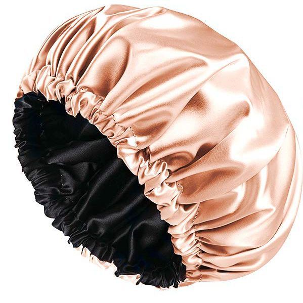 Bathroom Products Women's Large Waterproof Round Cap Double Layer Satin Shower Cap High Quality Satin Lining Color Can Be Customized_maomaolike.com