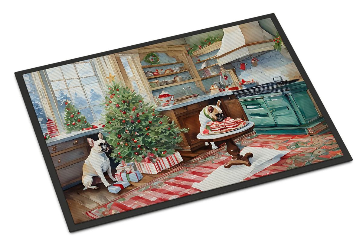 French Bulldog Christmas Cookies Doormat Front Door Mat Indoor Outdoor Rugs For Entryway, Non Slip Washable Low Pile, 24H X 36W_maomaolike.com