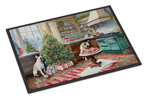 French Bulldog Christmas Cookies Doormat Front Door Mat Indoor Outdoor Rugs For Entryway, Non Slip Washable Low Pile, 24H X 36W_maomaolike.com