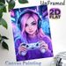Cyberpunk Gamer Girl Painting Poster, Vibrant Neon Anime Style Poster, Eye-catching Neon-lit Cyberpunk Design Ideal For Gaming Room And Bedroom Decor_maomaolike.com