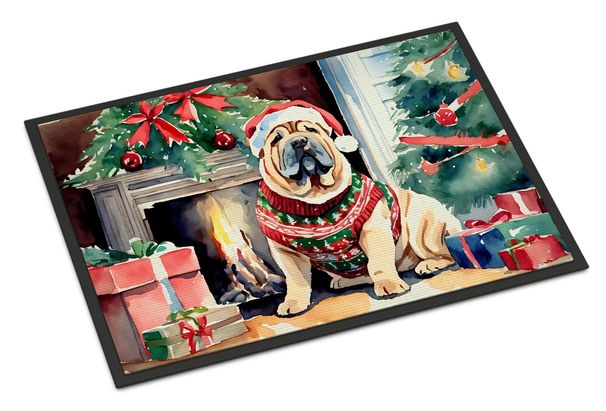 Shar Pei Cozy Christmas Doormat Front Door Mat Indoor Outdoor Rugs For Entryway, Non Slip Washable Low Pile, 24H X 36W_maomaolike.com