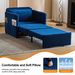 Adult Sleeper Chair Bed, 3-in-1 Convertible Sofa Chair Bed Pull-out Sofa Bed, Convenient Folding Tray Table With USB And Type-C Charging Ports For Living Room,BLUE,Fabric_maomaolike.com