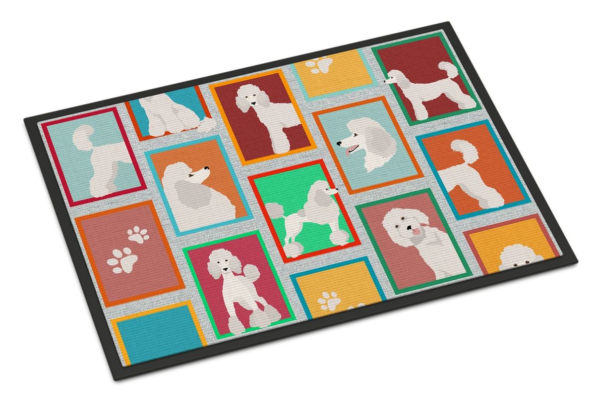 Lots Of White Standard Poodle Doormat Front Door Mat Indoor Outdoor Rugs For Entryway, Non Slip Washable Low Pile, 24H X 36W_maomaolike.com
