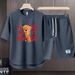 Men's Clothing 2024 Waffle Casual Summer Suit Men's Loose Teen Short sleeved T shirt Shorts Handsome Two piece Suit_maomaolike.com