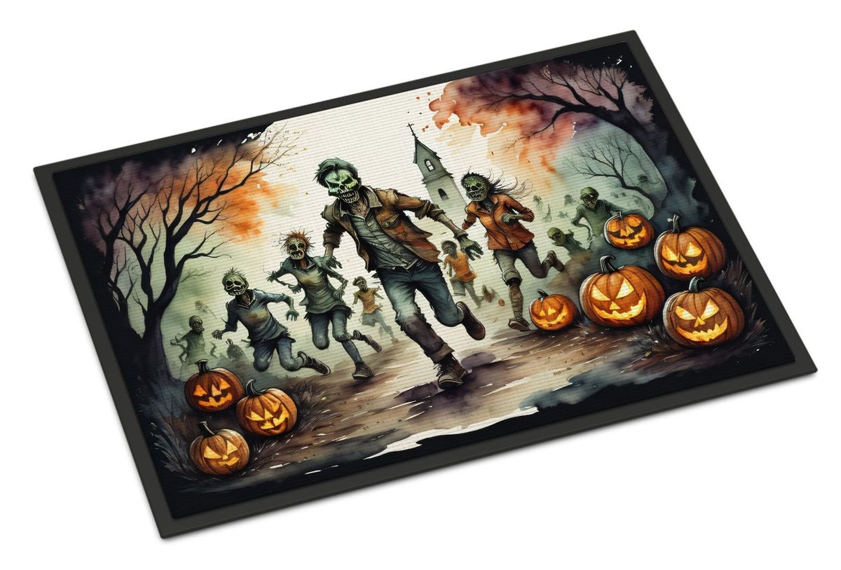 Zombies Spooky Halloween Doormat Front Door Mat Indoor Outdoor Rugs For Entryway, Non Slip Washable Low Pile, 24H X 36W_maomaolike.com