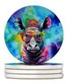 Hippie Animal Rhinoceros Large Sandstone Coasters Pack Of 4 Absorbent Round Coasters Decor Gifts For Men Or Women, 4 In, Multicolor_maomaolike.com