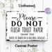 No-Flush Toilet Paper Bilingual Reminder Painting Poster, Vintage Distressed Black-and-White Typographic Poster, Clear Dual-language Notice Suitable_maomaolike.com