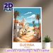 Djerba Tunisia Coastal Town Painting Poster, Bright Mediterranean Style Illustration Poster, Warm Coastal Town View Decor Ideal For Living Room_maomaolike.com