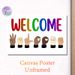 Sign Language Welcome Painting Poster, Vibrant Rainbow "WELCOME" Text & Diverse Skin-tone Sign Language Gestures Poster, Inclusive Warm Decor Idea For_maomaolike.com