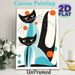 Abstract Cats Painting Poster, Stylized Mid-Century Modern Poster, Vibrant Color-blocked Twin Cat Artwork, Ideal For Living Room, Bedroom Wall Decor_maomaolike.com
