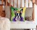 Boston Terrier King Of Mardi Gras Throw Pillow Machine Washable, Indoor Outdoor Decorative Pillow For Couch, Bed Or Patio, 14Hx14W_maomaolike.com