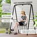 Hammock Swing Chair, Macrame Hanging Chair With Large Cushion, Chain, Steel Frame For Indoor Outdoor Use, Gray_maomaolike.com