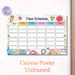 Class Schedule Painting Poster, Cute Cartoon Style Poster With Kawaii Stationery & Floral Accents, Functional Planner To Arrange Weekly Classes_maomaolike.com