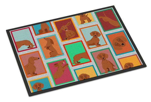 Lots Of Red Dachshund Doormat Front Door Mat Indoor Outdoor Rugs For Entryway, Non Slip Washable Low Pile, 24H X 36W_maomaolike.com