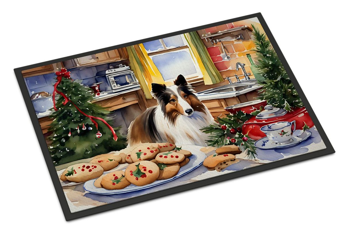 Sheltie Christmas Cookies Doormat Front Door Mat Indoor Outdoor Rugs For Entryway, Non Slip Washable Low Pile, 24H X 36W_maomaolike.com