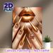 Golden Glam Lips & Stiletto Nails Painting Poster, Luxurious Shimmering Metallic Golden Design Poster, Eye-catching Glamorous Decor Ideal For Beauty_maomaolike.com