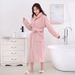 Soft Touch Micro Fleece Hooded Bathrobe Plush Long Spa Robe Absorbent Bathrobe_maomaolike.com