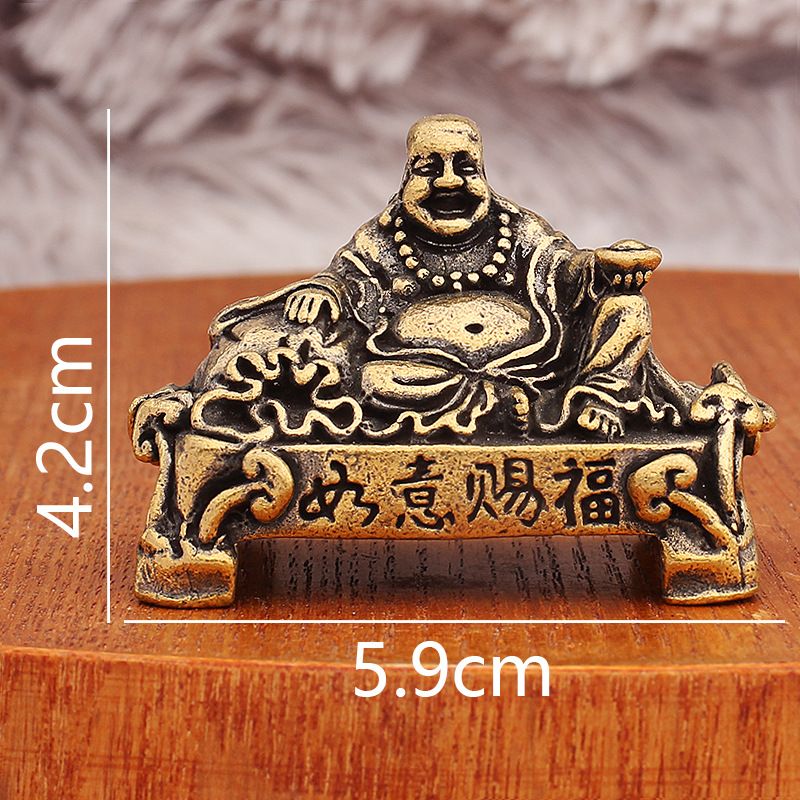 Brass Maitreya Statue Ruyi Blessing Shop Ancestral Hall Worship Smiling Offering Buddha Gift Ornament Wholesale_maomaolike.com