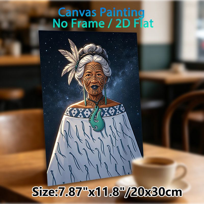 Maori Elderly Woman Painting Poster, Vibrant Traditional Tribal Tattoo Art Poster, Cultural Artistic Decor Suitable For Home, Living Room And Cultural_maomaolike.com
